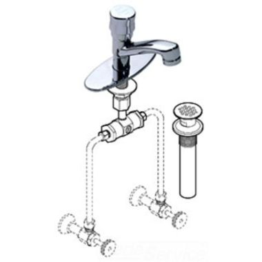 Click here to see Symmons S-74-G Symmons S-74-G Single Post Metering Faucet w/ Deck Plate, Mechanical Mixing Valve, Chrome