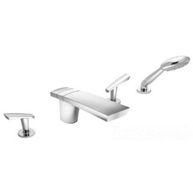 Click here to see Symmons SRT-4172 Symmons Naru Two-Handle Roman Tub Faucet with 2.0 GPM Three-Function Hand Shower, Lever Handles, Metal, Polished Chrome - SRT-4172