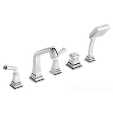 Click here to see Symmons SRT-4272 Symmons Oxford Two-Handle Roman Tub Faucet with 2.0 GPM Single-Function Hand Shower and Push Button Diverter, Lever Handles, Polished Chrome - SRT-4272