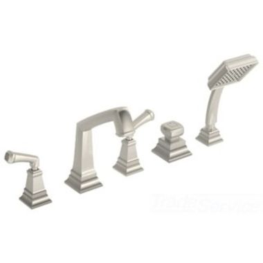 Click here to see Symmons SRT-4272-STN Symmons Oxford Two-Handle Roman Tub Faucet with 2.0 GPM Single-Function Hand Shower and Push Button Diverter, Lever Handles, Satin Nickel - SRT-4272-STN