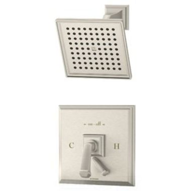 Click here to see Symmons S-4201-STN-TRM Symmons Oxford Single-Function Square Shower Faucet, Trim Only, Metal Lever Handle with Integral Volume Control, 2 GPM, Satin Nickel - S-4201-STN-TRM