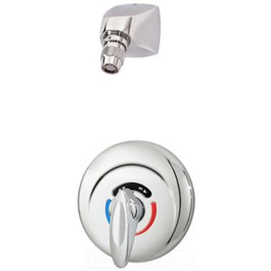 Click here to see Symmons 1-100-295 Symmons Safetymix Shower System w/ Valve, Institutional Shower Head, 2 GPM, Polished Chrome - 1-100-295