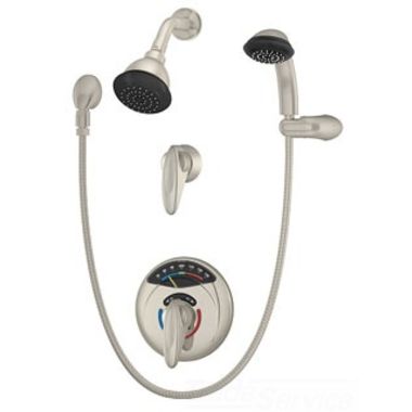 Click here to see Symmons 1-1170VT-H401-V-STN Symmons Visu-Temp Shower/Hand Shower System w/ Valve, 2 GPM, Satin Nickel - 1-1170VT-H401-V-STN