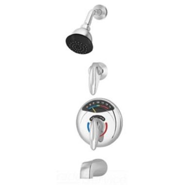 Click here to see Symmons 1-2100VT Symmons Tub/Shower Faucet with Visu-Temp Pressure Balance Valve with Clear-Vue Thermometer, Euro-Flo Shower Head, 2.0 GPM, Polished Chrome - 1-2100VT