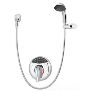Click here to see Symmons 1-250VT-H401-V Symmons Visu-Temp Clear-Vue Hand Shower System w/ Valve, 2 GPM, Polished Chrome - 1-250VT-H401-V