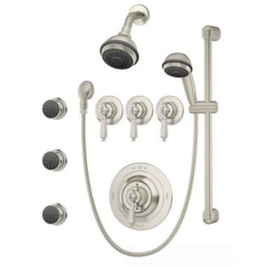 Click here to see Symmons 1-7480-STN-X-CHKS Symmons Water Dance 3-Mode Two-Wall Shower System with High-Flo Pressure-Balancing Valve and 24in Slide Bar, Satin Nickel - 1-7480-STN-X-CHKS