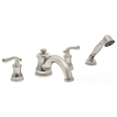 Click here to see Symmons SRT-5172-STN Symmons Two-Handle Roman Tub Faucet with 2.0 GPM Single-Function Hand Shower, Low Arc Spout, Lever Handles, Satin Nickel - SRT-5172-STN