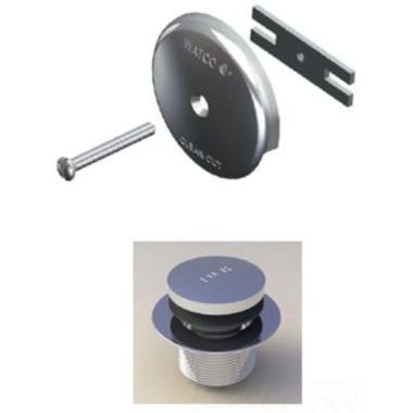 Click here to see Watco 68390-CP-2H Watco 68390-CP-2H Foot Actuated Two-Hole Polished Nickel Overflow Plate Assembly