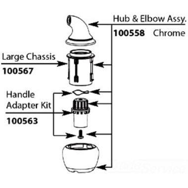 Click here to see Moen 100558PM Moen 100558PM Part Handle, Monticello Widespread 2-Handle Lever Tub and Shower