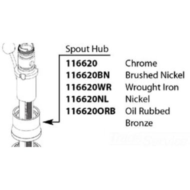 Click here to see Moen 116620NL Moen Waterhill Part Spout Hub - Nickel (116620NL)
