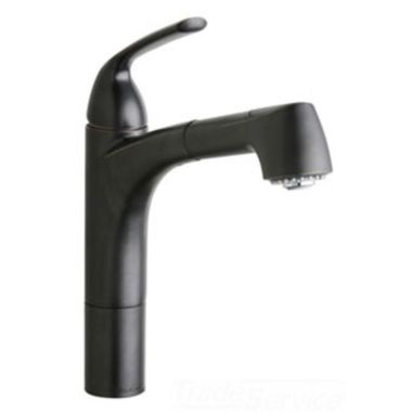 Click here to see Elkay LKLFGT1041RB Elkay Gourmet Single-Handle Pull-Out Kitchen Faucet w/ Hi and Mid-Rise Base Options, 1.5 gpm, Oil Rubbed Bronze - LKLFGT1041RB