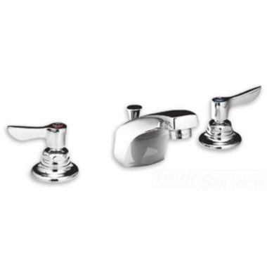 Click here to see American Standard 6500.145.002 American Standard Monterrey Two-Handle Chrome Widespread Bathroom Faucet with Conventional Spout, 1/2in Male Thread Inlet Shanks, 0.5 GPM VR Spray, WaterSense, Lever Handles, Brass - 6500.145.002