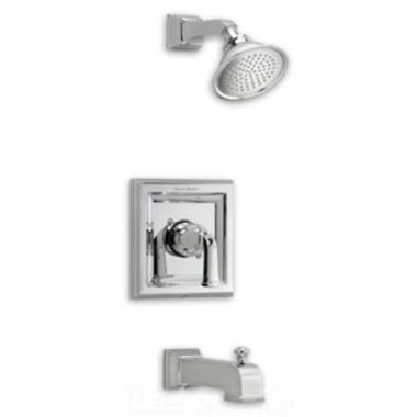 Click here to see American Standard T555.522.295 American Standard Town Square 2.5 GPM  Brushed Nickel Tub and Shower Trim Kit with Rain Showerhead, Metal Lever Handle, Single Spray Setting - T555.522.295