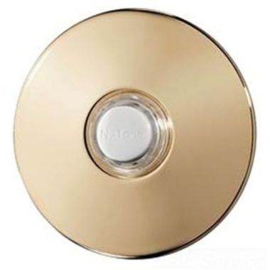 Click here to see Broan SPB41LBGL Broan-NuTone Lighted Round Pushbutton, Brass Stucco - PB41LBGL