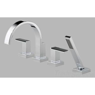 Click here to see Brizo T67480-PCLHP Brizo Siderna Two-Handle Roman Tub Faucet Trim with 1.75 GPM Hand Shower, 4-Hole, Less Handles, Polished Chrome - T67480-PCLHP