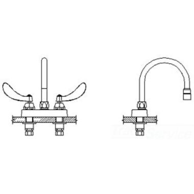 Click here to see Delta 27C4944-R3 Delta 27C4944-R3 CER-TECK 2-Handle Cast Centerset Lavatory Faucet, Gooseneck, Blade w/ Sanitary Hood, Aerator, Chrome
