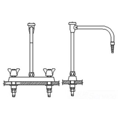 Click here to see Delta W6740-10-R25 Delta W6740-10-R25 Teck Deckmount 2-Arm Lab Handles 8-Inch Mixing Faucet w/ Angle Vacuum Breaker, Chrome