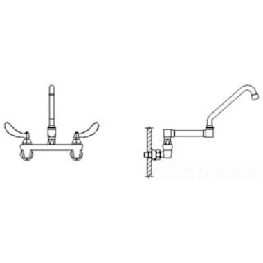 Click here to see Delta 28C4944-R17 Delta 28C4944-R17 CER-TECK Wallmount Service Faucet, Gooseneck, Blade w/ Sanitary Hood, Aerator, No Integral Stops, Chrome