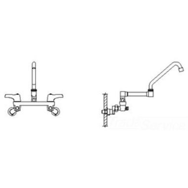 Click here to see Delta 28C6933-AC-R17 Delta 28C6933-AC-R17 CER-TECK Wallmount Service Faucet, Gooseneck, Hooded Lever, VR Aerator, Adj Centers, Integral Stops, Chrome