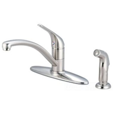 Click here to see Pioneer 2LG161B-BN Pioneer Legacy Single Handle Kitchen Faucet w/ Side Spray, Deck Plate, Lever Handle, Tract Pack Models, Brushed Nickel - 2LG161B-BN
