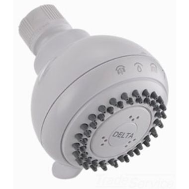 Click here to see Delta 52102-WH-PK Delta 3in WaterSense Four-Setting Touch-Clean Round Shower Head, 2.5 GPM, White - 52102-WH-PK
