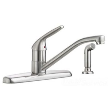 Click here to see American Standard 4175.701.F15.075 American Standard Colony Choice Single Handle Kitchen Faucet w/ Side Spray, 1.5 GPM, Stainless Steel - 4175.701.F15.075