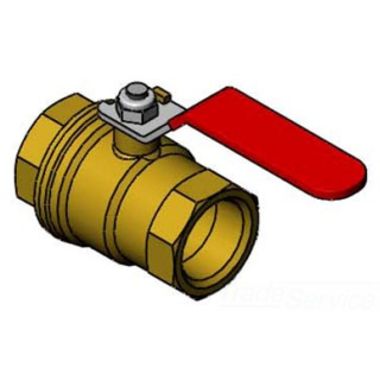 Click here to see T&S Brass 017487-45R T&S BRASS 017487-45R BALL VALVE, 3/4 FNPT, BRASS, ZINC PLATED RED COATED LEVER HANDLE