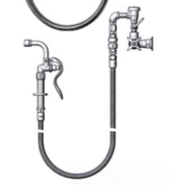 Click here to see T&S Brass B-0169-102C-96H T&S BRASS B-0169-102C-96H SINGLE TEMP WALL MOUNT FAUCET W/ SPRAY NOZZLE & AERATOR, 96