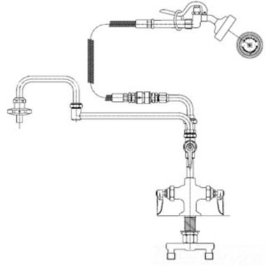 Click here to see T&S Brass B-0179 T&S BRASS B-0179 PRE-RINSE: SINGLE HOLE BASE FAUCET, ADD-ON-FAUCET, 18