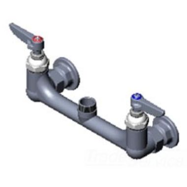 Click here to see T&S Brass B-0230-LNM T&S BRASS B-0230-LNM DOUBLE PANTRY SWIVEL BASE FAUCET, WALL MOUNT, 8