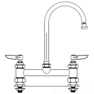 Click here to see T&S Brass B-0321-CC T&S Brass B-0321-CC Double Pantry Faucet with Swivel Gooseneck, Lever Handles
