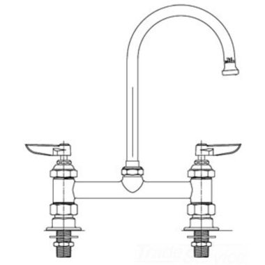 Click here to see T&S Brass B-0321-NPL T&S Brass B-0321-NPL Double Pantry Faucet with Swivel Gooseneck, Lever Handles