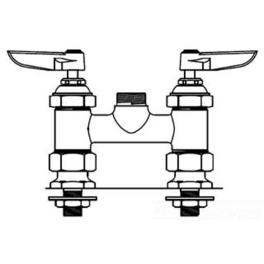 Click here to see T&S Brass B-0325-LNCC T&S BRASS B-0325-LNCC DOUBLE PANTRY SWIVEL BASE FAUCET, DECK MOUNT, 4