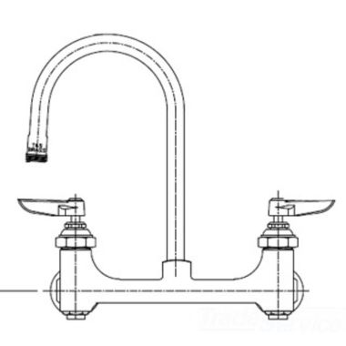Click here to see T&S Brass B-0330-BST T&s Brass B-0330-BST Double Pantry Faucet, Wall Mount, Rigid Gooseneck