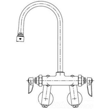 Click here to see T&S Brass B-0342CR-PRISON T&S BRASS B-0342CR-PRISON Wall Mount Double Pantry Faucet, Adj Centers