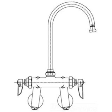 Click here to see T&S Brass B-0343 T&S BRASS B-0343 Wall Mount Double Pantry Faucet, Adjustable Centers