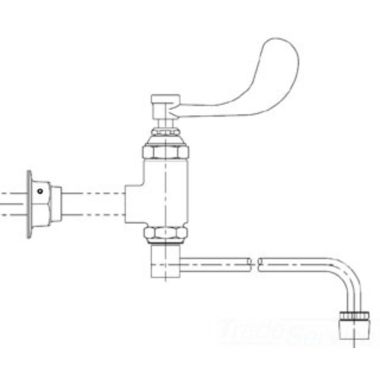 Click here to see T&S Brass B-0579 T&S BRASS B-0579 RANGE FAUCET, WALL MOUNT, AERATOR, WRIST HANDLE, 1/2