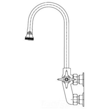 Click here to see T&S Brass B-0815-RGH T&S BRASS B-0815-RGH MIXING FAUCET, VERTICAL, WALL MOUNT, RIGID GOOSENECK, ROSESPRAY,