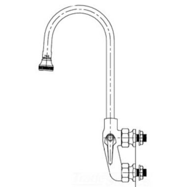 Click here to see T&S Brass B-0816-RGH T&S BRASS B-0816-RGH MIXING FAUCET, VERTICAL, WALL MOUNT, RIGID GOOSENECK, ROSESPRAY,