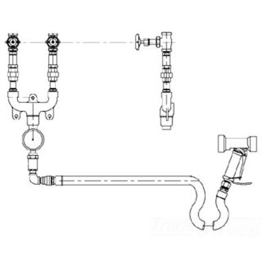 Click here to see T&S Brass B-1450-01 T&S BRASS B-1450-01 WASHDOWN STATION, HOT AND COLD WATER, THERMOMETER, MIXING VALVE