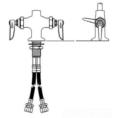 Click here to see T&S Brass B-2349-01 T&S BRASS B-2349-01 PRE-RINSE, DECK MOUNT, SINGLE HOSE BASE, FLEXIBLE CONNECTOR HOSES