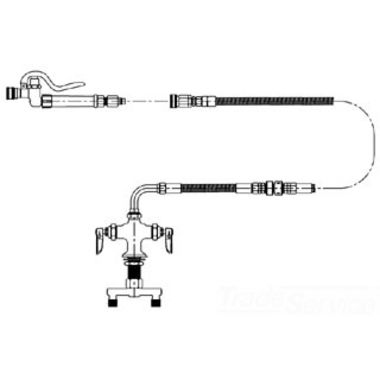 Click here to see T&S Brass B-2382 T&S BRASS B-2382 MIXING FAUCET, CERAMA CARTRIDGES, 6' HOSE W/ VACUUM BREAKER, 3 QUICK