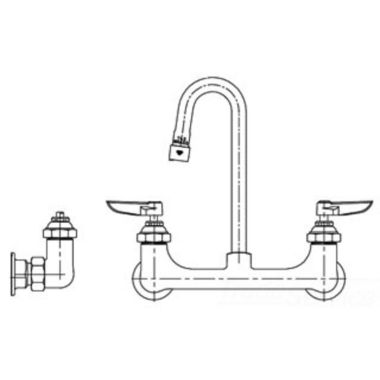 Click here to see T&S Brass B-2444 T&S BRASS B-2444 Wall Mount Double Pantry Faucet, Rigid Gooseneck