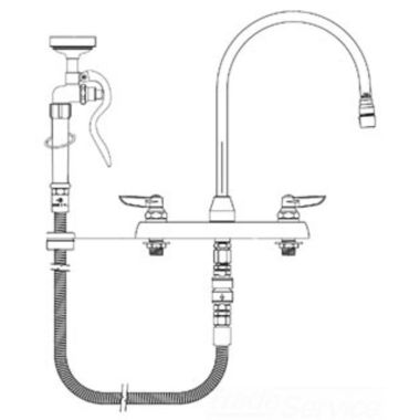 Click here to see T&S Brass PB-2347-00M T&S BRASS PB-2347-00M PET GROOMING FAUCET W/ SPRAY VALVE, 8