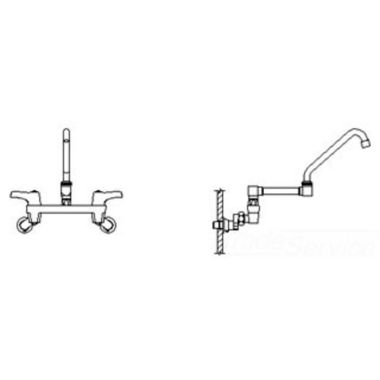 Click here to see Delta 28C4933-AC-R17 Delta 28C4933-AC-R17 CER-TECK Wallmount Service Faucet, Gooseneck, Hooded Lever, VR Aerator, No Integral Stops, Chrome