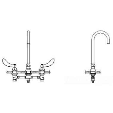 Click here to see Delta 54T2402-R5 Delta 54T2402-R5 TECK Widespread Surgeon Faucet w/ Foot Pedal Connect, R5 Spout, Smooth End Laminar, 1 gpm