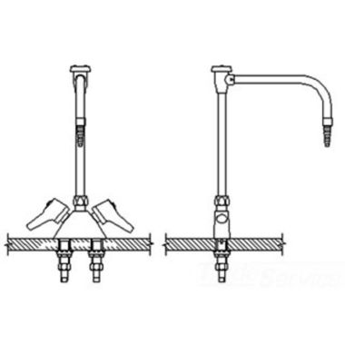 Click here to see Delta W6700-10-R25C Delta W6700-10-R25C Teck Deckmount Lever Blade Handles Lab Mixing Faucet w/ Angle Vacuum Breaker, 7/8
