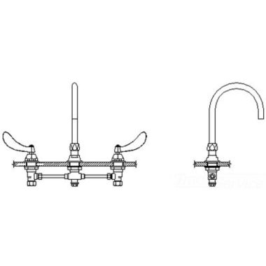 Click here to see Delta 23C674-R35 Delta 23C674-R35 CER-TECK Widespread Lavatory Faucet, Gooseneck, Blade w/ Sanitary Hood, Smooth Laminar, 1 gpm, Chrome