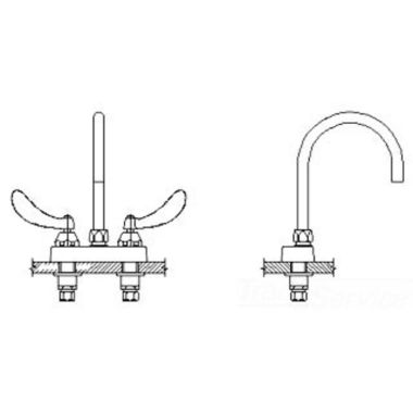 Click here to see Delta 27C4974-LS-R35 Delta 27C4974-LS-R35 CER-TECK 2-Handle Cast Centerset Lavatory Faucet, Limited Swing Gooseneck, Blade w/ Sanitary Hood, Smooth Laminar, 1 gpm, Chrome