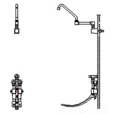Click here to see Delta 54T5324A-R17 Delta 54T5324A-R17 Wall-Hung Double Foot Pedal Surgeon Scrub-Up Valve w/ Wallmount R17 Spout, Aerator, 1.5 gpm